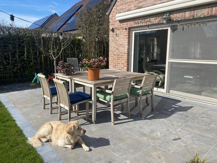 Voor een snelle beslisser:Tribu design in massief teak 8 pl, Jardin & Terrasse, Ensembles de jardin, Utilisé, Salons de jardin