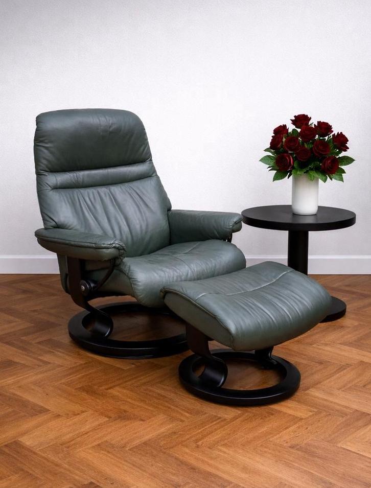 Schitterende Stressless Sunrise & Hocker, Huis en Inrichting, Fauteuils, Leer, Ophalen of Verzenden