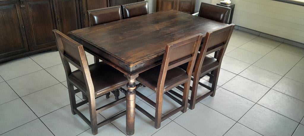 Ensemble de salle à manger en bois massif, Enlèvement, Utilisé, Kopie-antiek, 6 à 8 chaises
