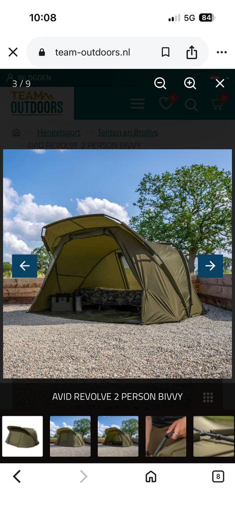 Karper tent avid revolve 2 personen, Watersport en Boten, Hengelsport | Karpervissen, Ophalen of Verzenden, Zo goed als nieuw