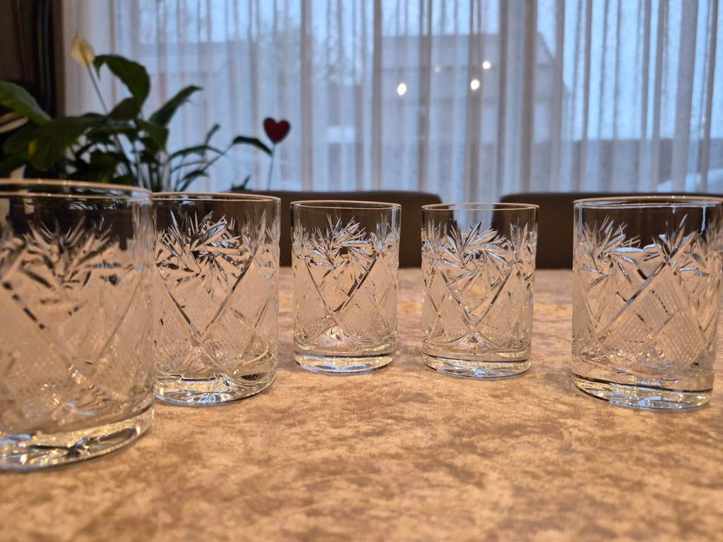 Vintage Kristallen Whisky glazen 6 stuk