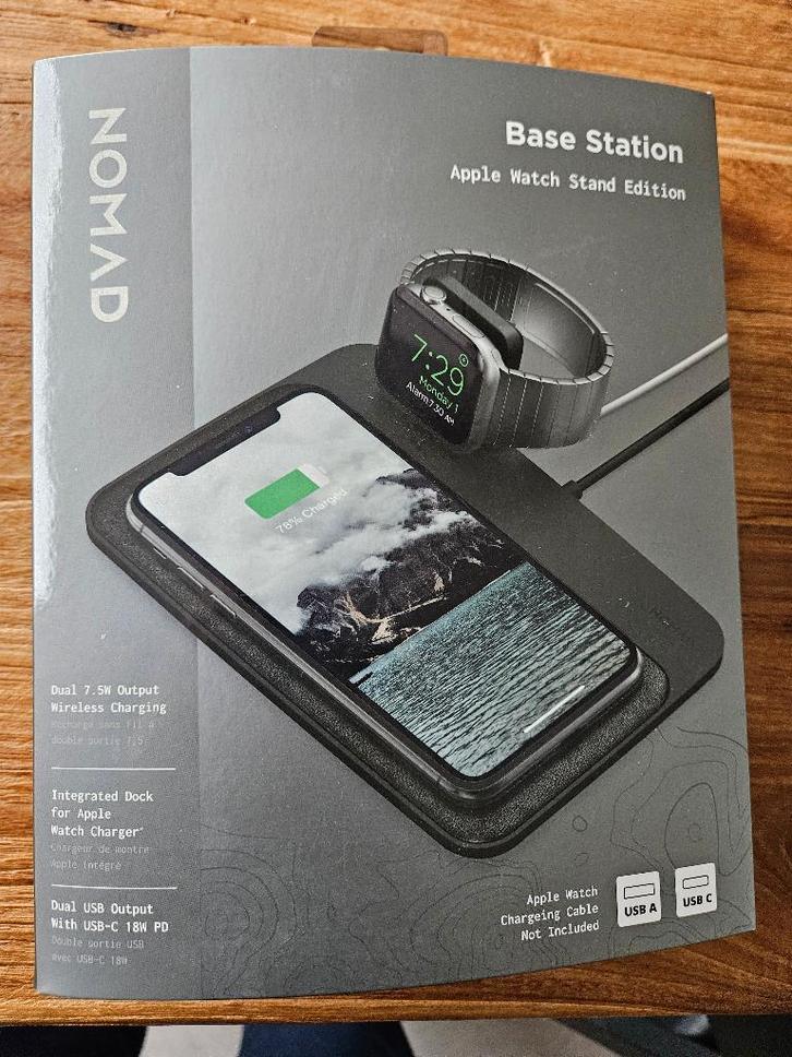 Nomad Base Station Apple Watch Stand Edition, Telecommunicatie, Mobiele telefoons | Telefoon-opladers, Zo goed als nieuw, Apple iPhone