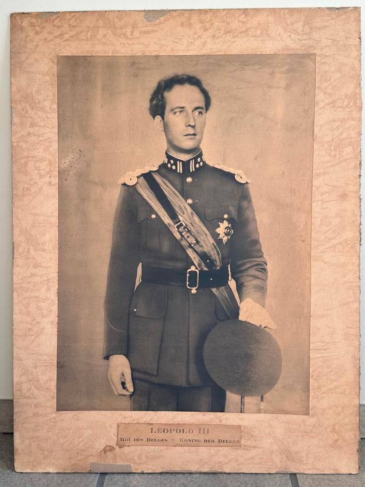 Photo Roi Léopold III - vers 1934 - h. 71,5 cm - largeur 54, Antiquités & Art, Curiosités & Brocante, Enlèvement