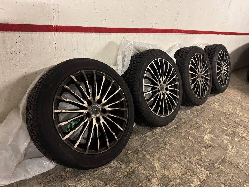 Jantes + pneus hiver R17 215/50 – 5x110, Auto-onderdelen, Banden en Velgen, Banden en Velgen, Winterbanden, 17 inch, Gebruikt