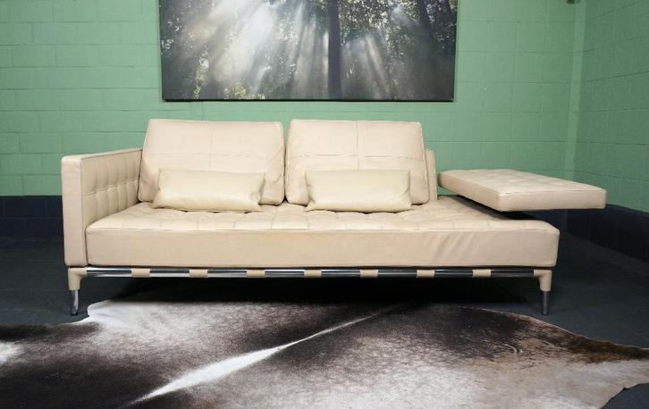 Grote originele Cassina Privé zetel Philippe Starck leer, Huis en Inrichting, Zetels | Zetels, Gebruikt, Rechte bank, Driepersoons