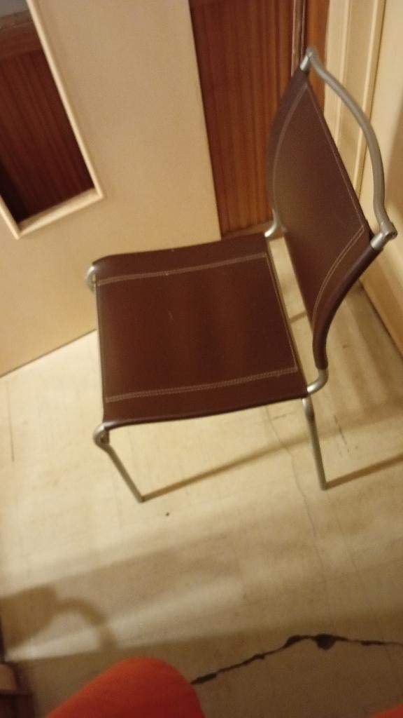 Set van 8 eetkamer stoelen, Brun, Enlèvement, Modern, Cuir