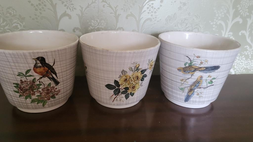 3 vintage bloempotten, Huis en Inrichting, Ophalen