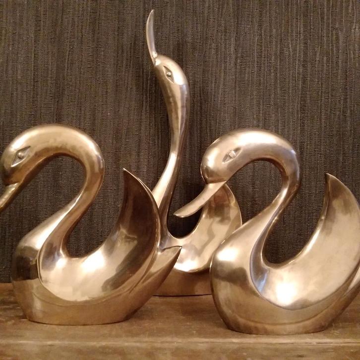 Prachtige grote vintage koperen zwanen. Regency style, Antiek en Kunst, Antiek | Brons en Koper, Koper, Ophalen of Verzenden