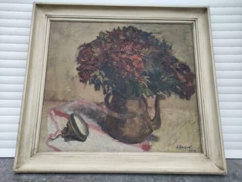 huile sur toile fleurs signe jeanne paquet, Antiquités & Art, Enlèvement