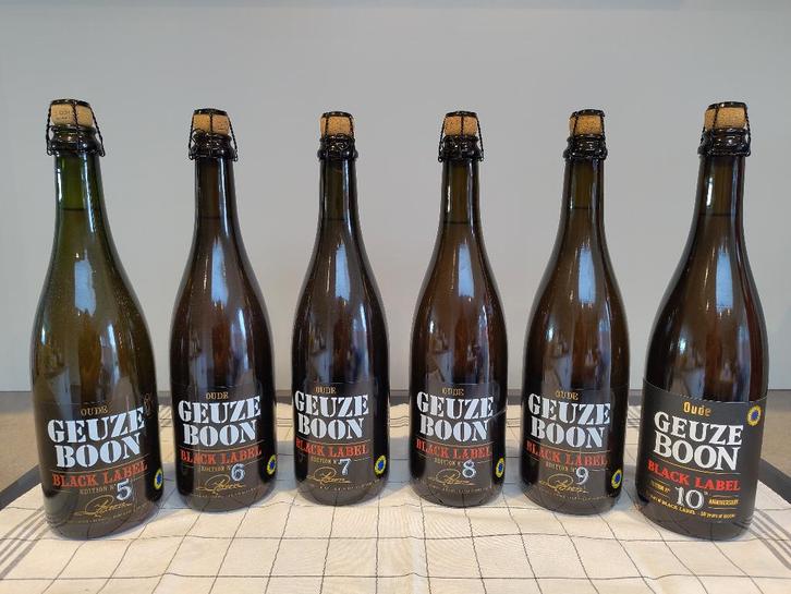 (6x) Oude Geuze Boon Black Label (#5 t.e.m. #10), Collections, Marques de bière, Neuf, Bouteille(s), Autres marques, Enlèvement ou Envoi