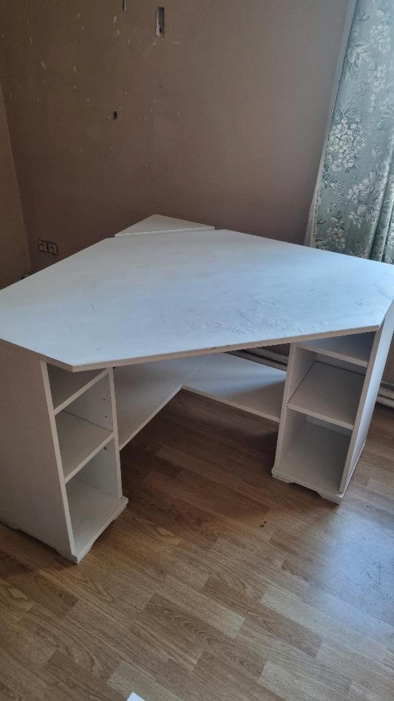 Bureau d'angle blanc, Huis en Inrichting, Bureaus, Gebruikt, Bureau, Ophalen