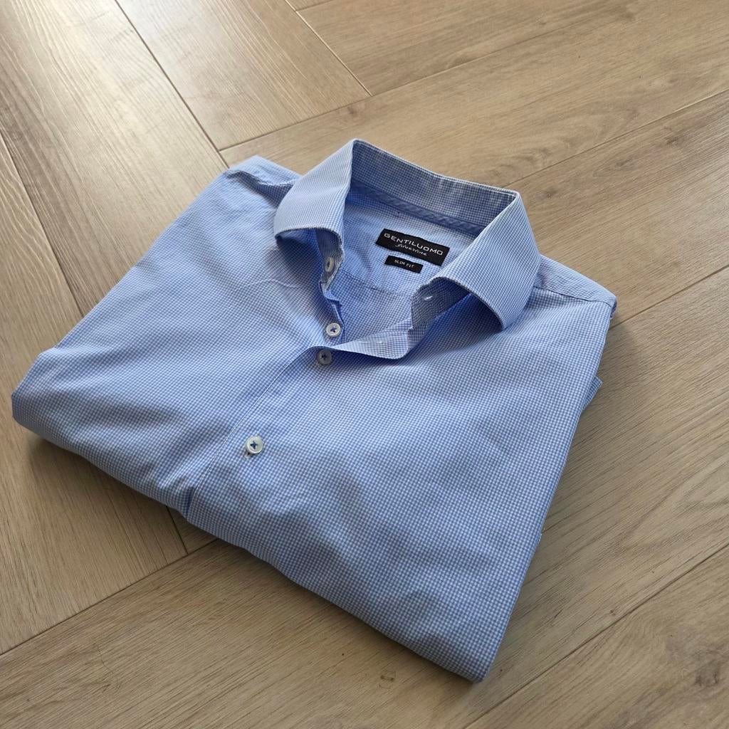 Stijlvol overhemd Gentiluomo maat 42 lichtblauw, Kleding | Heren, Overhemden, Zo goed als nieuw, Halswijdte 41/42 (L), Blauw, Verzenden