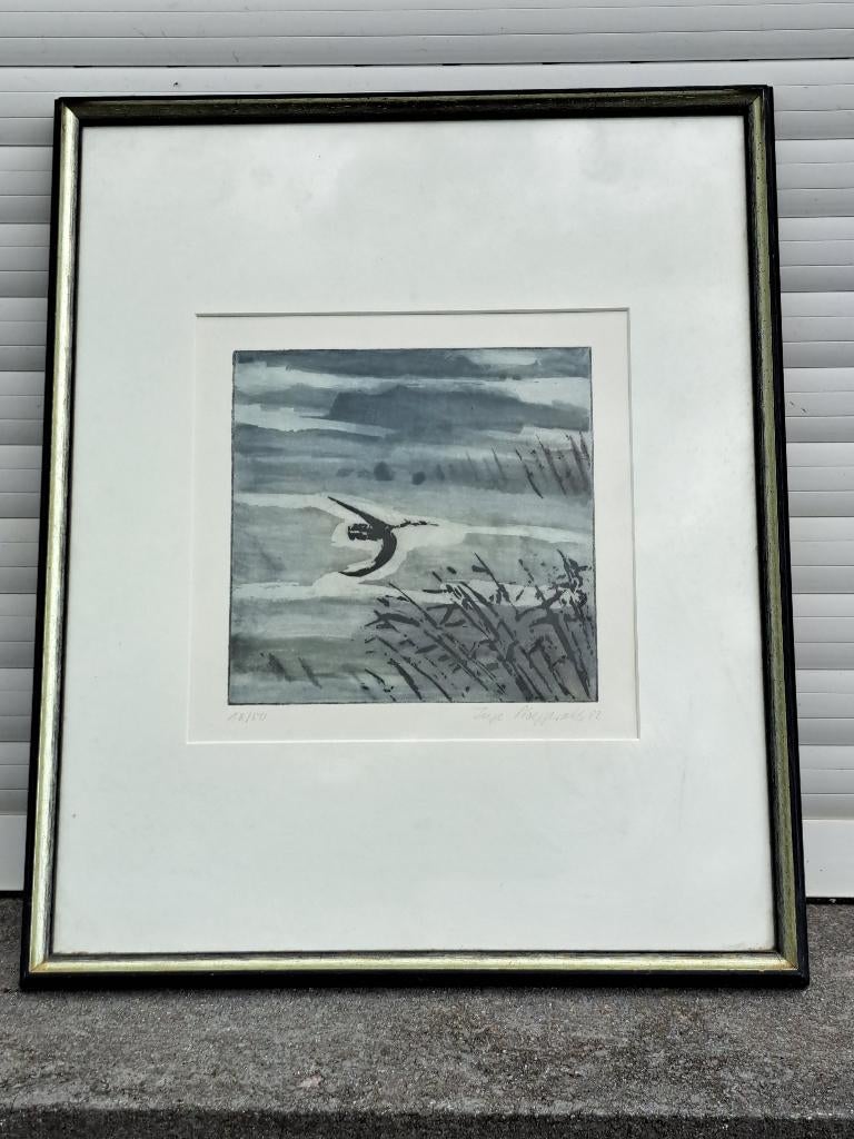 eau forte oie en vol signe, Antiquités & Art, Art | Eaux-fortes & Gravures, Enlèvement ou Envoi