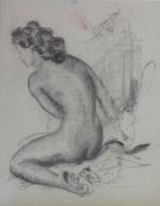 PAUL GRUSENMEYER / ZITTEND NAAKT / ORIGINEEL WERK / 87x73cm, Antiek en Kunst, Ophalen