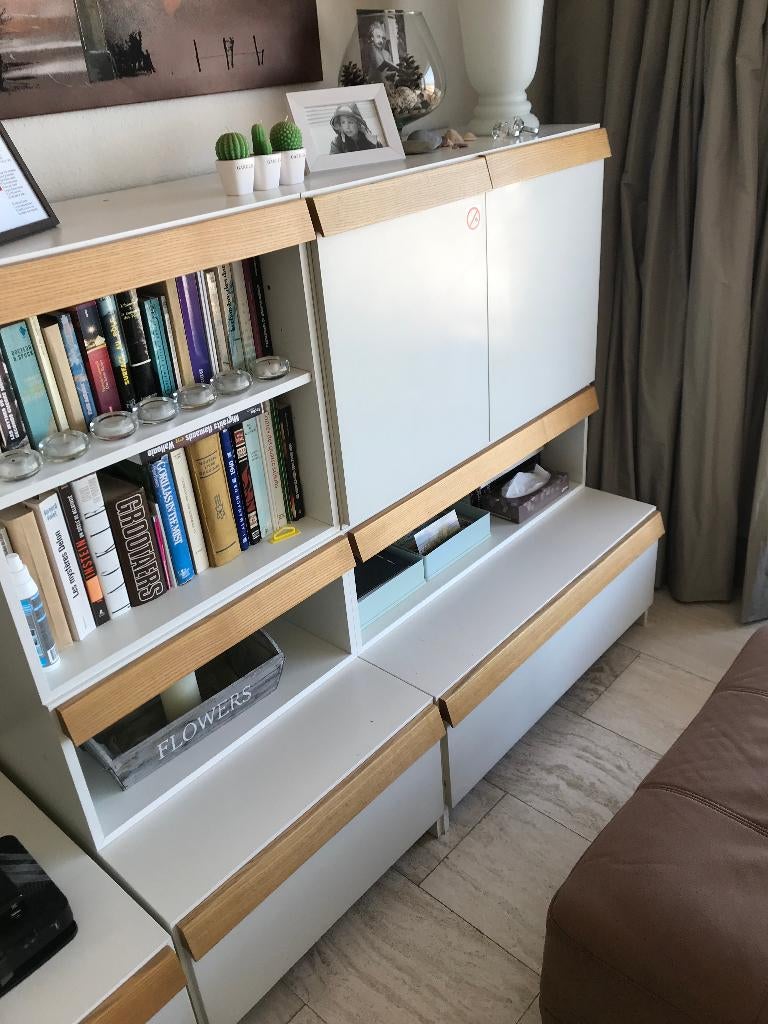 armoire bibliothèque blanche, 200 cm ou plus, Avec tablette(s), Pin, Contemporain