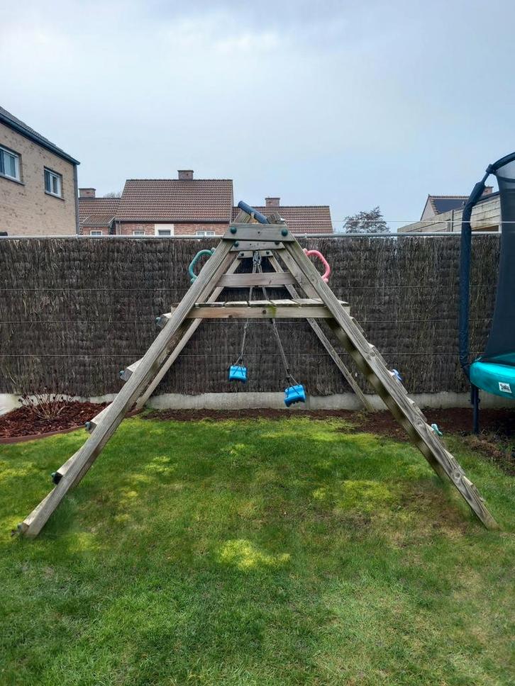 GRATIS Dubbele schommel in hout, Kinderen en Baby's, Speelgoed | Buiten | Speeltoestellen, Schommel, Ophalen