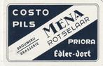 BIER 27 / S K ROTSELAAR  COSTO PILS PRIORA  EDLER DORT BLAUW, Verzamelen, Speelkaarten, Jokers en Kwartetten, Ophalen of Verzenden