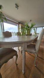 Ovalen eiken eettafel (3,5 x 1,2m) met 8 stoelen, Huis en Inrichting, Tafels | Eettafels, Ophalen, Gebruikt, 100 tot 150 cm, Eikenhout