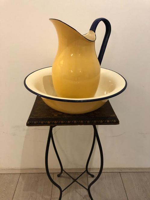 Prachtige Geel Emaille Lampetset Unieke kleur., Antiek en Kunst, Antiek | Email, Ophalen of Verzenden