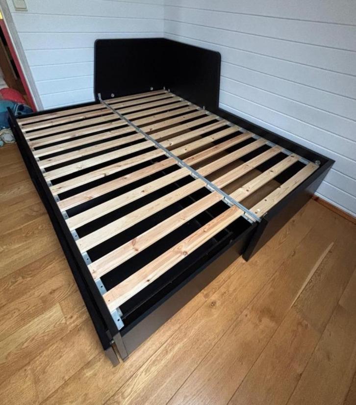 Lit Banquette 2 places, Ikea Flekke, Noir, Maison & Meubles, Chambre à coucher | Canapés-lits, Utilisé, Autres dimensions, 200 cm