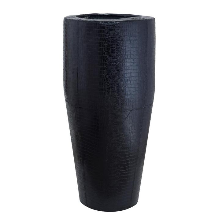 Uniek mooie hoge VAAS Bloempot plantenbak Zwart CROCO leder, Huis en Inrichting, Woonaccessoires | Vazen, Nieuw, Zwart, 75 cm of meer