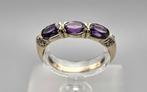 Gouden Vintage ring edelsteen amethist en diamant. 2024/578, Handtassen en Accessoires, Ringen, 18 tot 19, Paars, Ophalen of Verzenden