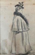 Potloodtekening Edwin Ganz (1871-1948) Mme Bloedpanch, Antiek en Kunst, Ophalen