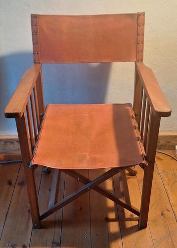 Vintage regiseurstoel/vouwstoel lederen bekleding beschikbaar voor biedingen