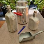 Oude tinnen drinkbussen, melkkan en schep, Antiek en Kunst, Ophalen of Verzenden