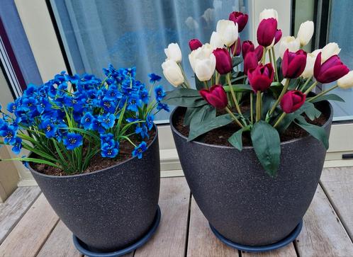 2 grands pots avec fleurs artificielles NOUVEAU, Jardin & Terrasse, Pots de fleurs, Neuf, Enlèvement ou Envoi