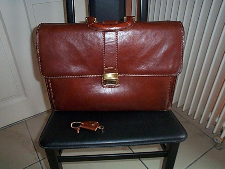 JM Leder Made in Italy Boekentas Np € 485, Handtassen en Accessoires, Tassen | Schooltassen, Gebruikt, Aktetas of Boekentas, Bruin