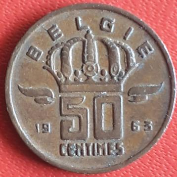 BELGIQUE : 50 CENTIMES RARES 1963 XF KM 149 DATE CLÉ !