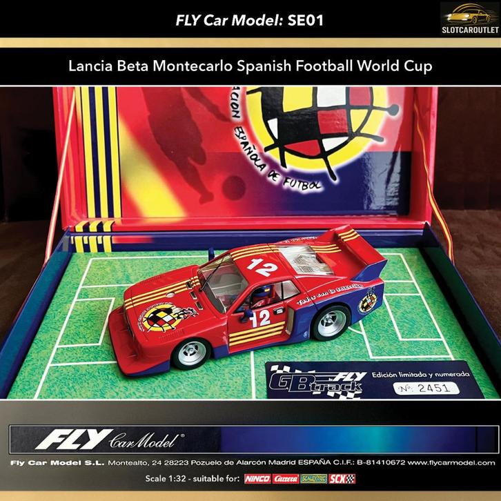 SE01 Fly Lancia Beta Montecarlo Spanish Football World Cup‼️, Kinderen en Baby's, Speelgoed | Racebanen, Nieuw, Elektrisch, Verzenden