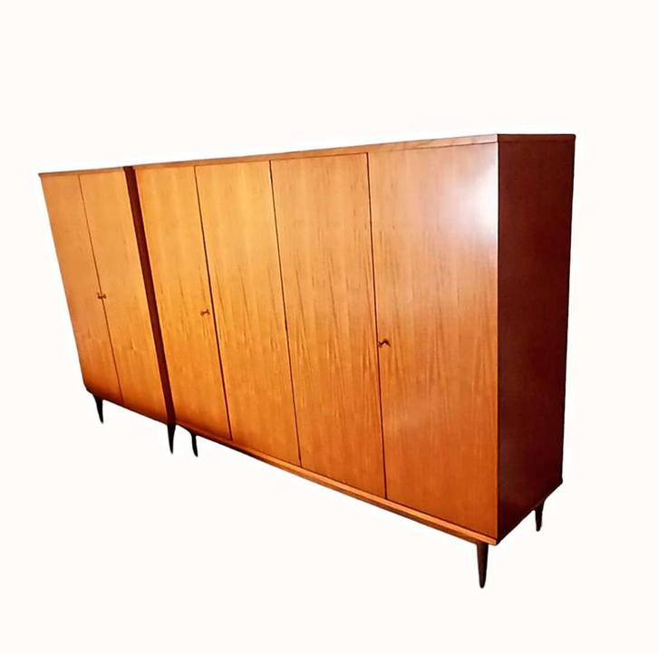 2 Vintage kledingkast Oswald Vermaercke V-form 1950's Teakh, Huis en Inrichting, Kasten | Kleerkasten, Zo goed als nieuw, Teakhout