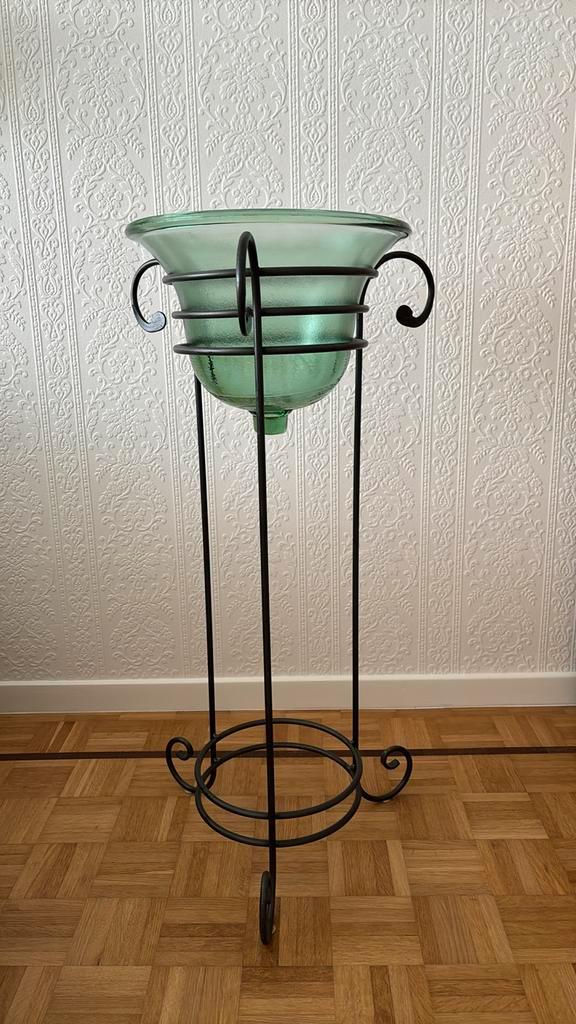 Plantenstaander glas / smeedijzer, Tuin en Terras, Bloembakken en Plantenbakken, Zo goed als nieuw, Binnen, Balkon, Tuin, 60 cm of meer