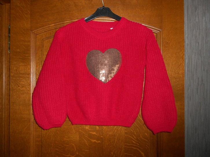 rode pull C&A mt 134, Kinderen en Baby's, Kinderkleding | Maat 134, Gebruikt, Meisje, Trui of Vest, Ophalen of Verzenden