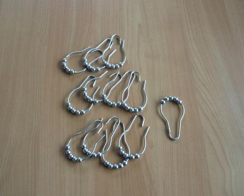 12 Zilverkleurige metalen douchegordijnringen, Huis en Inrichting, Badkamer | Badtextiel en Accessoires, Ophalen of Verzenden