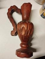 Cruche décorative vintage en bois sculptée à la main, Enlèvement ou Envoi