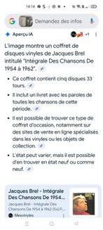 Coffret jacques Brel 5 x33tours., CD & DVD, CD | Chansons populaires, Enlèvement, Coffret