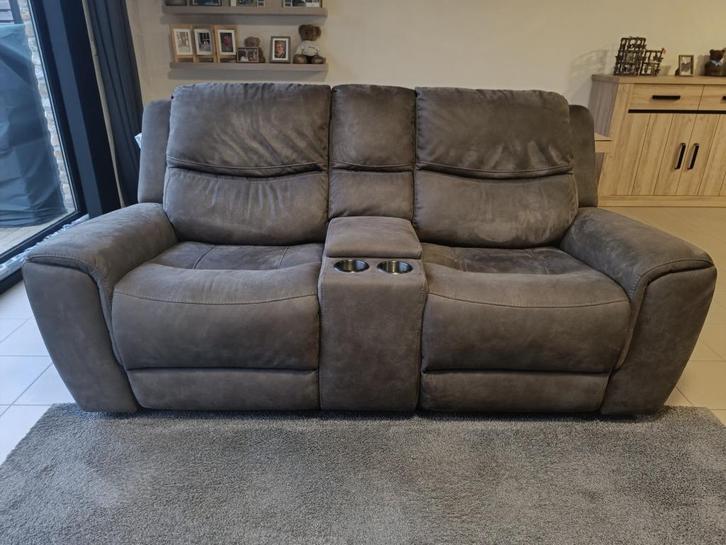 zetel-dubbele zetel met tussenstuk (elektrisch), Huis en Inrichting, Zetels | Zetels, Zo goed als nieuw, Rechte bank, Tweepersoons