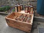 ecremeuses melotte remicourt, houten kist met 22 flessen, Ophalen of Verzenden