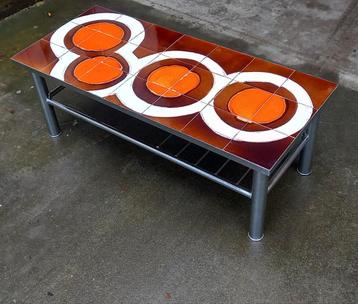 Table basse Vintage en Céramique et Chrome 1960's  beschikbaar voor biedingen