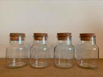 4 glazen bokalen met kurk, Huis en Inrichting, Keuken | Keukenbenodigdheden, Gebruikt, Ophalen of Verzenden