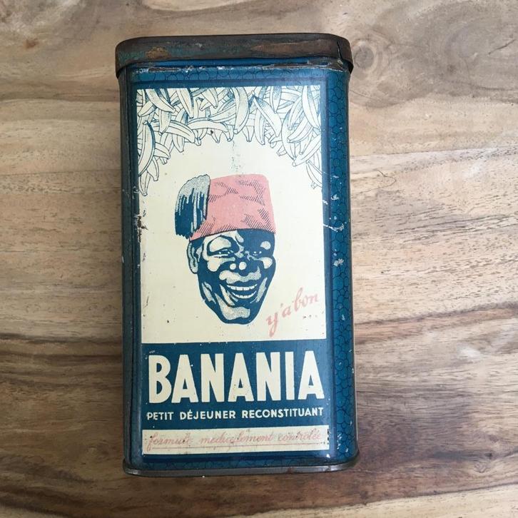 Vintage Banania riz blikken doos, Verzamelen, Blikken, Gebruikt, Overige, Ophalen