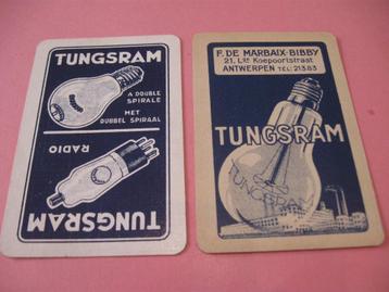 2 oude losse speelkaarten Tungsram lampen (189)