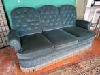 Canapé vintage en velours bleu, Ophalen, Gebruikt, Stof, Driepersoons
