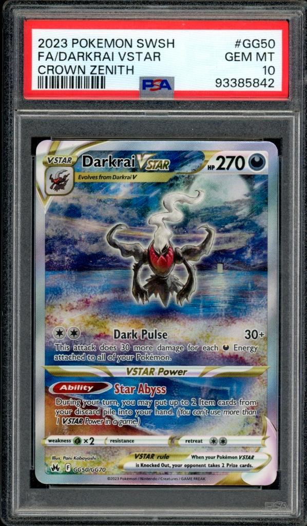 Darkrai VSTAR PSA 10 - GG50/GG70 - Crown Zenith 2023, Hobby en Vrije tijd, Verzamelkaartspellen | Pokémon, Zo goed als nieuw, Losse kaart