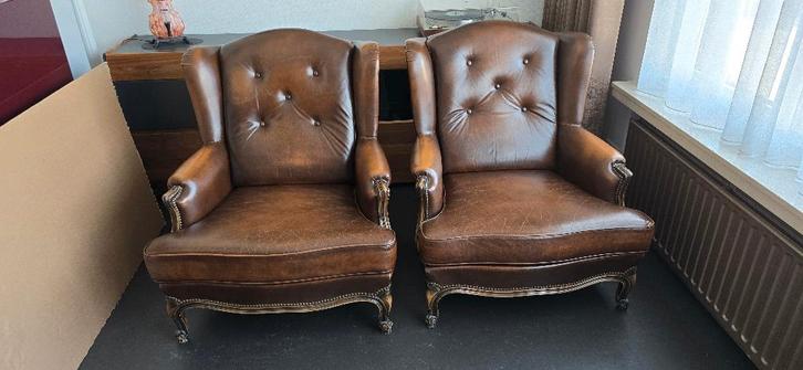 Lederen zetels, Huis en Inrichting, Zetels | Zetels, Gebruikt, Rechte bank, Eenpersoons, Minder dan 150 cm, 75 tot 100 cm, Leer