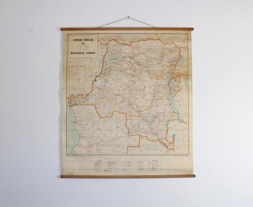 oude topografische landkaart van Belgisch Congo, 1950, Boeken, Geschiedenis | Wereld, 20e eeuw of later, Ophalen of Verzenden