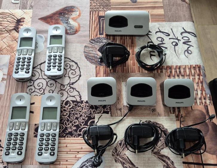 Draadloze Telefoon Set Philips, Telecommunicatie, Vaste telefoons | Handsets en Draadloos, Zo goed als nieuw, 4 handsets of meer